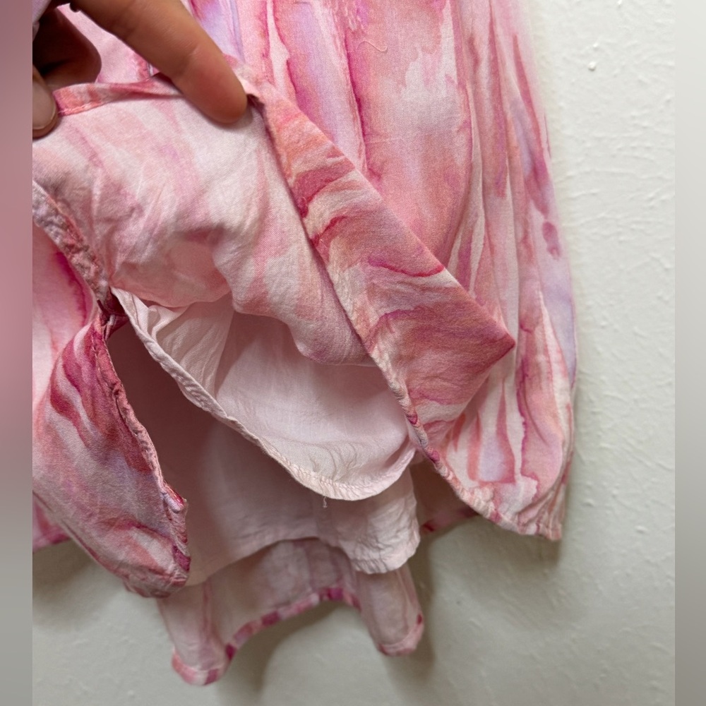 Cloth & Stone Anthropologie Cutout Mini Dress pink tie-dye/watercolor size small - Picture 11 of 15